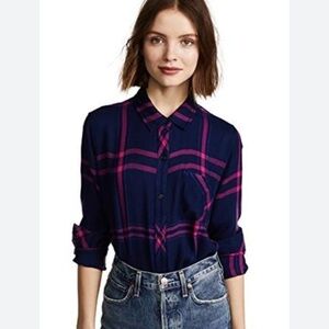 Rails | Women’s Hunter Button down Shirt in Navy/Lipstick Size XS
